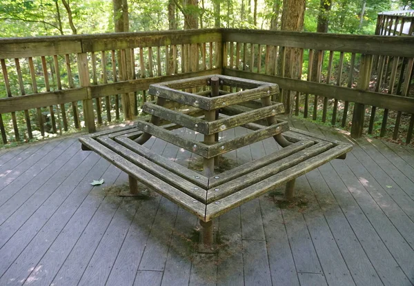 Rectangle Wooden Bench Dock Mammoth Cave National Park Kentucky — Stock Photo, Image