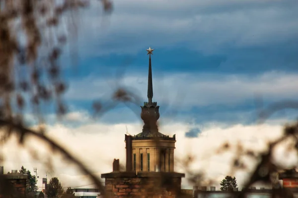 top of international hotel Prague from a distance winter cold