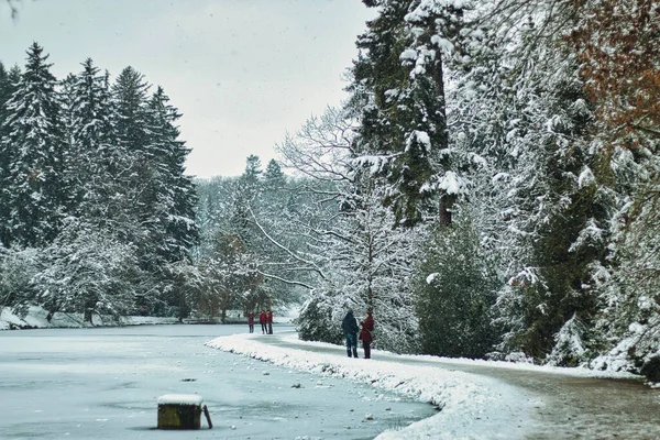 Pruhonice Parkı karın altında