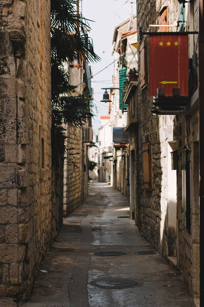 Split Croatia narrow streets and alleys medieval era with bars and restaurants