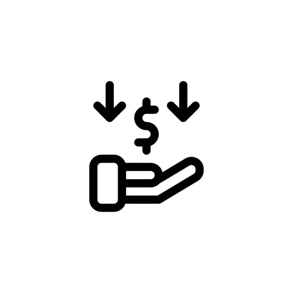 Crisi Bankrupt Money Hand Outline Stile Icona Logo Illustrazione Vettoriale — Vettoriale Stock