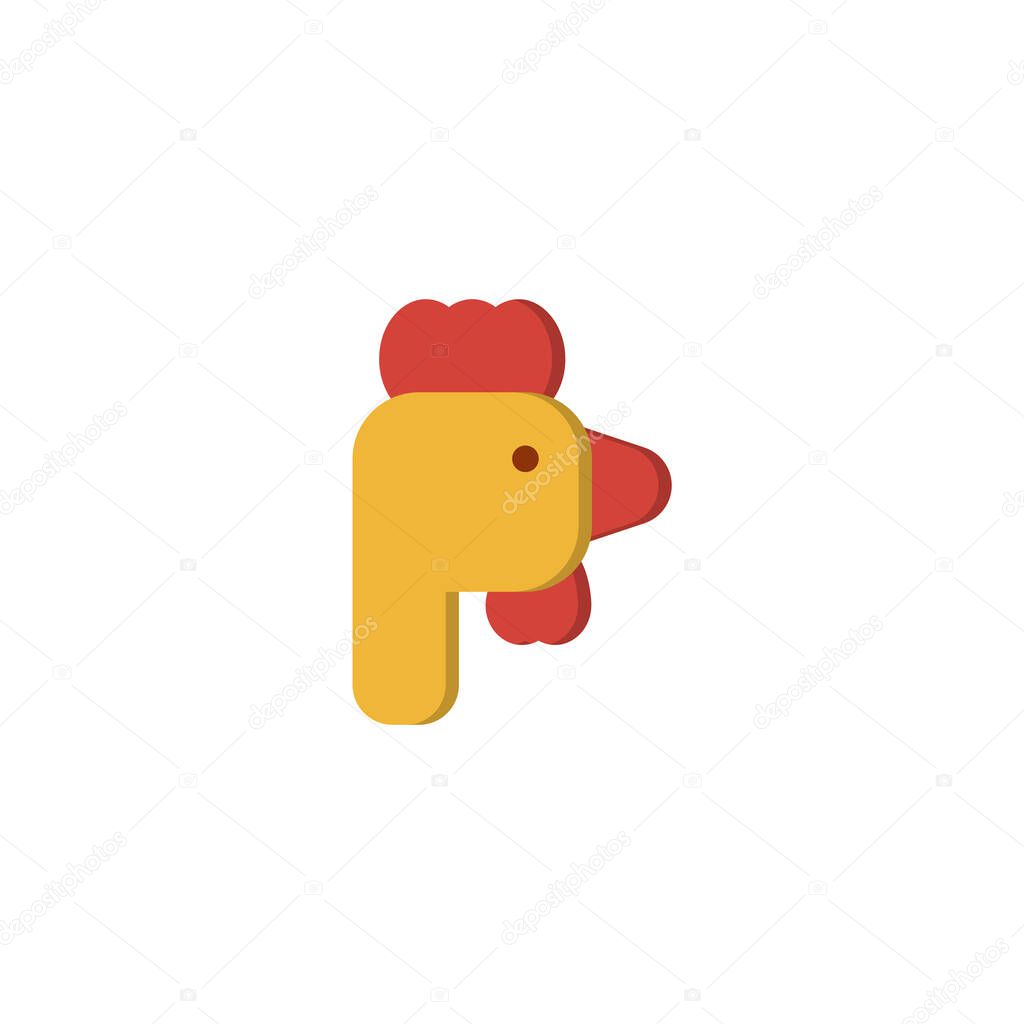 Chicken Chinese New Year Flat Icon, Logo, and illustration Vector
