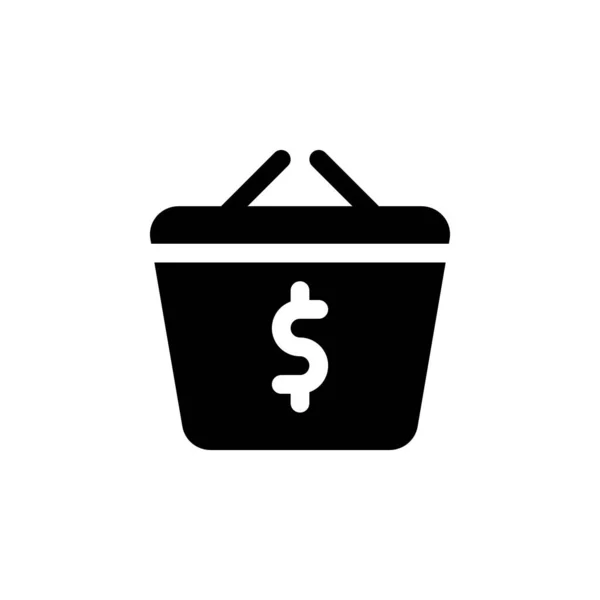 Cesta Venda Commerce Glyph Ícone Logotipo Ilustração Vector — Vetor de Stock