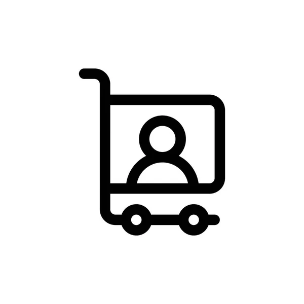 Trolley Sale Perfil Comprador Cliente Esboço Ícone Logotipo Ilustração Vector — Vetor de Stock
