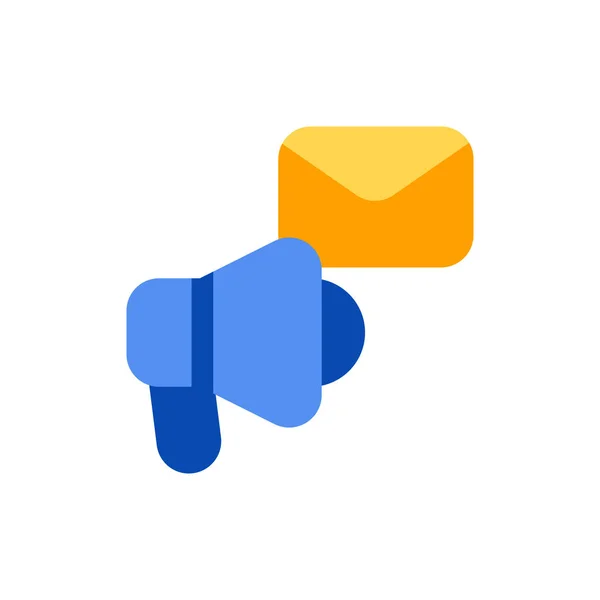 Διαφήμιση Διαφήμιση Mail Mail Internet Flat Icon Λογότυπο Και Εικονογράφηση — Διανυσματικό Αρχείο