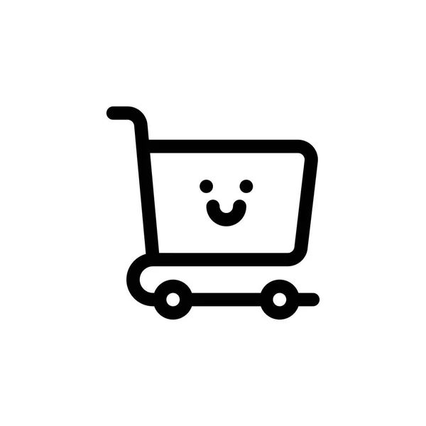 Trolley Cart Cute Shopping Outline Icon Logo Illustration Vector — Stock Vector