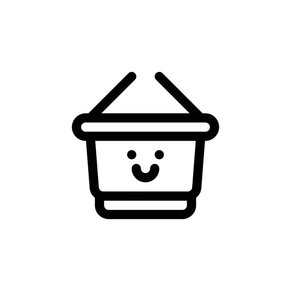 Basket Bag Buying Cute Shopping Outline Icon Logo Illustration Vector — 스톡 벡터