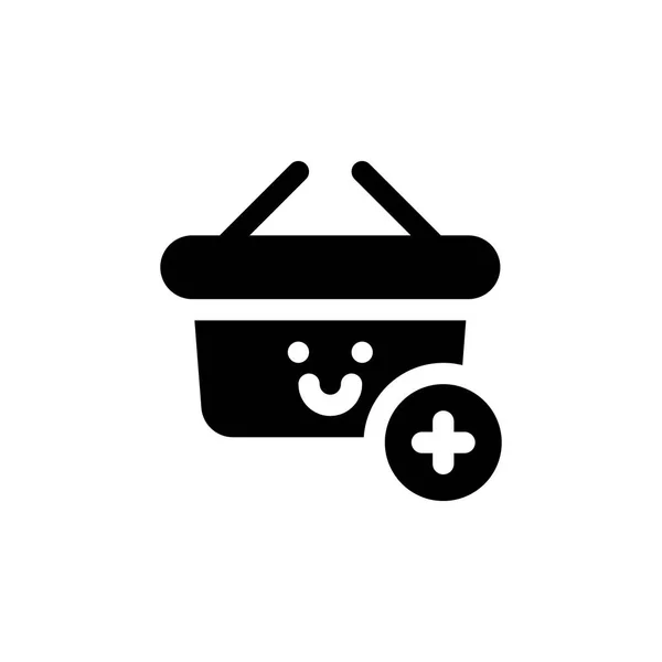 Adicionar Carrinho Comprar Cute Shopping Glyph Icon Logo Ilustração Vector — Vetor de Stock