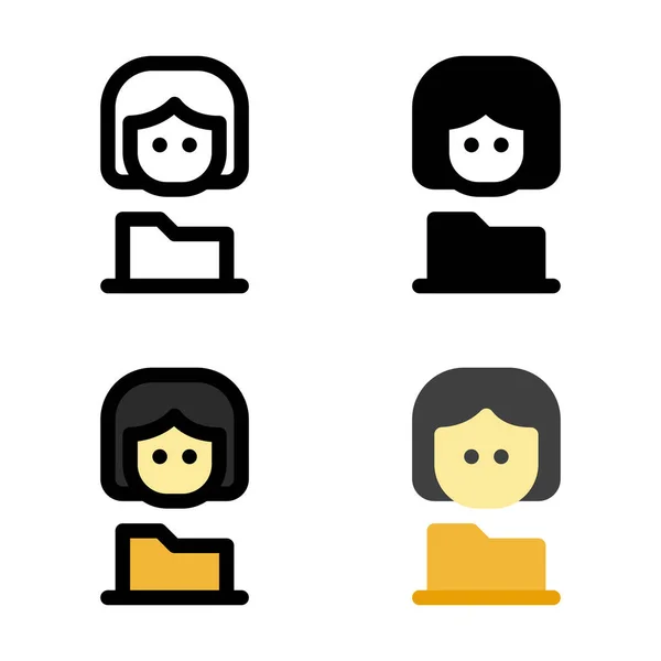 Woman Folder Collection Computer Icon Logo Illustration Vector — 스톡 벡터