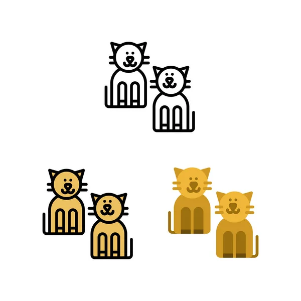 Cat Friend Brother Playing Icon Logo Illustration — Stock Vector