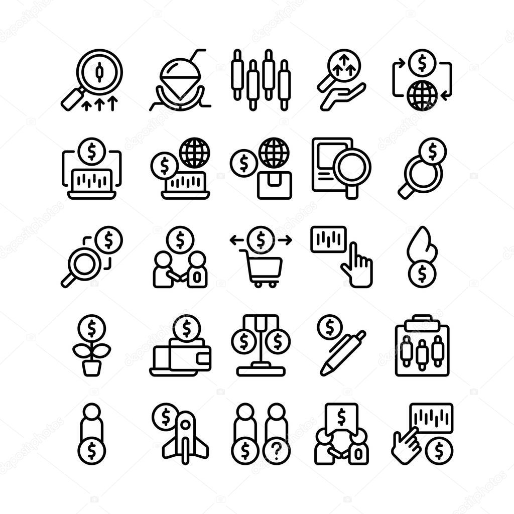 Set of Trade Trader Trading Outline Icon, Logo, and illustration