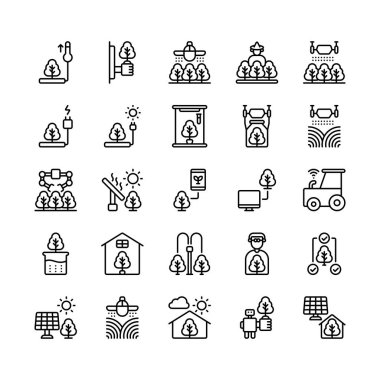 Smart Farming, Farm Tarım Taslak Stil Simgesi ve İllüstrasyon