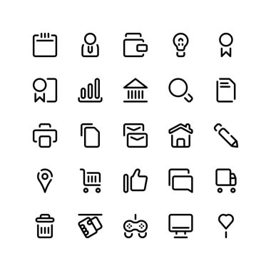 Düz arayüz dış hat biçimi simgesi ve illüstrasyon kümesi