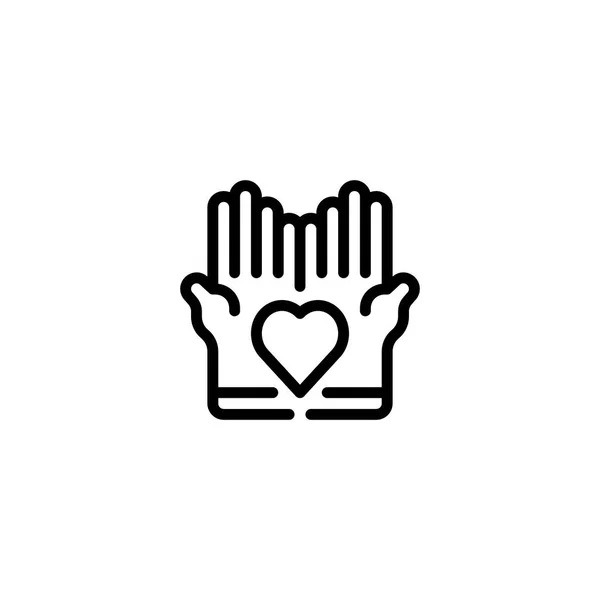 Humanitario Ayuda Cuidado Amor Voluntario Caridad Dando Icono Esquema Logo — Vector de stock