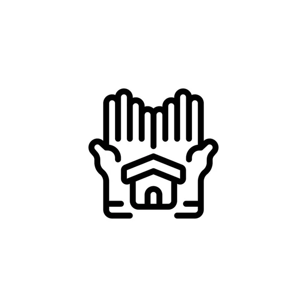 Edificio Casa Hogar Voluntario Humanitario Caridad Dando Icono Esquema Logo — Vector de stock