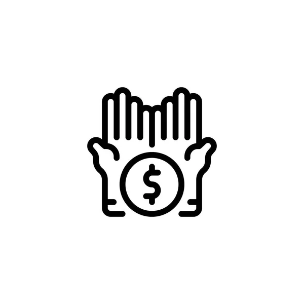 Finanziario Dollaro Denaro Volontariato Umanitario Carità Dando Outline Icon Logo — Vettoriale Stock