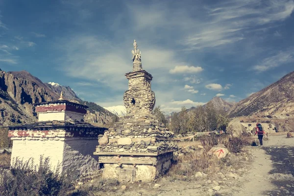 Budist stupa Annapurna trek boyunca. — Stok fotoğraf