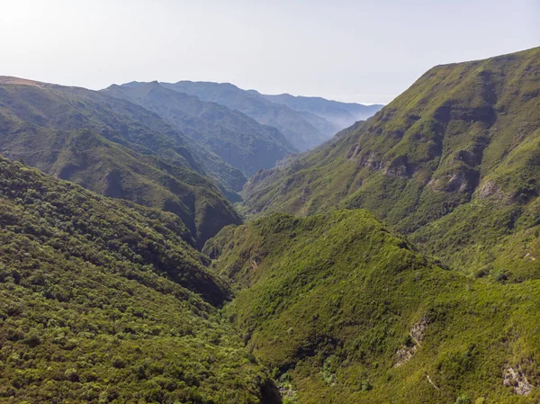 Vista aerea della lussureggiante valle tropicale freen a mezzogiorno. — Foto Stock
