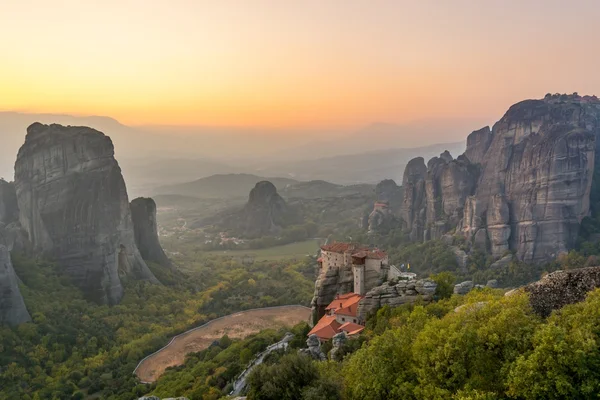 Zachód słońca w Meteora, Grecja — Zdjęcie stockowe