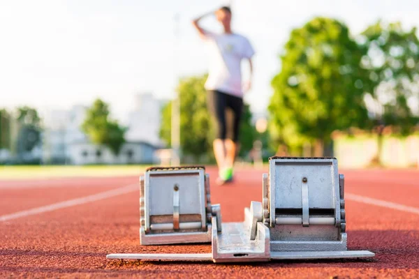 Closeup of a starting block. — Stock Photo, Image