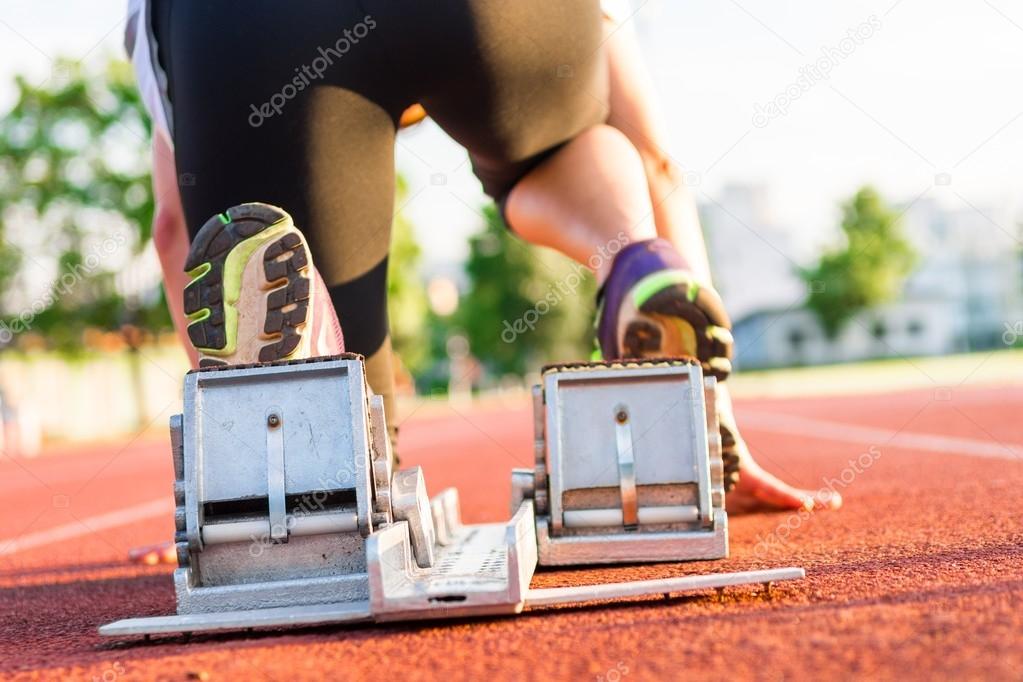 Sprinter getting ready to start.