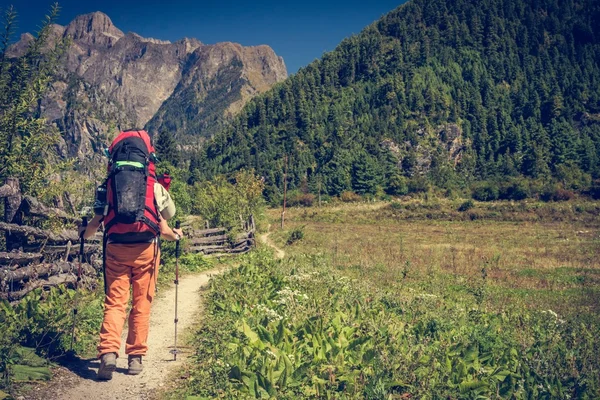 Wanderin läuft auf einem Pfad. — Stockfoto