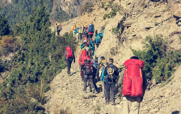 Parkur üzerindeki Nepal'deki Annapurna devre grup.