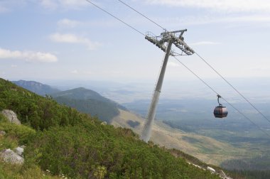 Açık hillside yolda teleferik