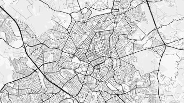 Campinas Şehir Haritası. Baskı, duvar kâğıdı, ev ve ofis dekorasyonu için minimalist siyah beyaz çizgili sanat posteri