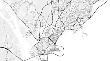 Panama Şehir Haritası. Baskı, duvar kâğıdı, ev ve ofis dekorasyonu için minimalist siyah beyaz çizgili sanat posteri