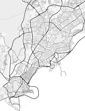 Panama Şehir Haritası. Baskı, duvar kâğıdı, ev ve ofis dekorasyonu için minimalist siyah beyaz çizgili sanat posteri