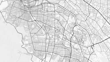 Ciudad Jurez Şehir Haritası. Baskı, duvar kâğıdı, ev ve ofis dekorasyonu için minimalist siyah beyaz çizgili sanat posteri