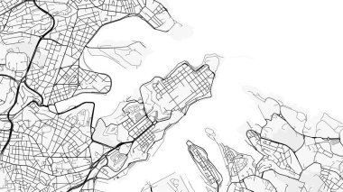 Valletta Şehir Haritası. Ev ve ofis dekorasyonu için minimalist siyah-beyaz çizgili resim posteri, duvar kağıdı, duvar sanatı ve harita kaynakları