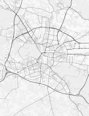 Ljubljana Şehir Haritası. Ev ve ofis dekorasyonu için minimalist siyah-beyaz çizgili resim posteri, duvar kağıdı, duvar sanatı ve harita kaynakları