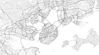 Xiamen Şehir Haritası. Ev ve ofis dekorasyonu için minimalist siyah-beyaz çizgili resim posteri, duvar kağıdı, duvar sanatı ve harita kaynakları