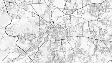 Pune Şehir Haritası. Ev ve ofis dekorasyonu için minimalist siyah-beyaz çizgili resim posteri, duvar kağıdı, duvar sanatı ve harita kaynakları