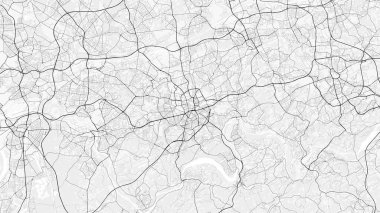 Essen Şehir Haritası. Ev ve ofis dekorasyonu için minimalist siyah-beyaz çizgili resim posteri, duvar kağıdı, duvar sanatı ve harita kaynakları