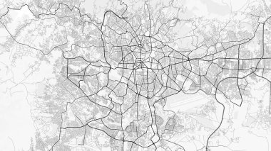 Addis Ababa Şehir Haritası. Ev ve ofis dekorasyonu için minimalist siyah-beyaz çizgili resim posteri, duvar kağıdı, duvar sanatı ve harita kaynakları
