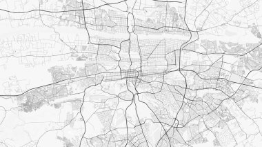 Pretoria Şehir Haritası. Ev ve ofis dekorasyonu için minimalist siyah-beyaz çizgili resim posteri, duvar kağıdı, duvar sanatı ve harita kaynakları
