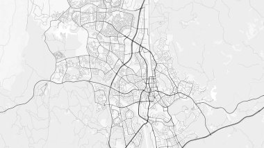 Windhoek Şehir Haritası. Ev ve ofis dekorasyonu için minimalist siyah-beyaz çizgili resim posteri, duvar kağıdı, duvar sanatı ve harita kaynakları