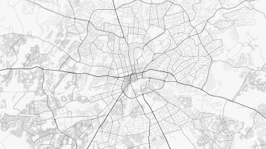 Harare Şehir Haritası. Ev ve ofis dekorasyonu için minimalist siyah-beyaz çizgili resim posteri, duvar kağıdı, duvar sanatı ve harita kaynakları