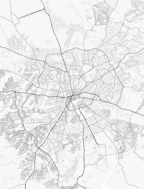 Harare Şehir Haritası. Ev ve ofis dekorasyonu için minimalist siyah-beyaz çizgili resim posteri, duvar kağıdı, duvar sanatı ve harita kaynakları