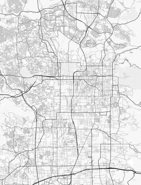 Nara Şehir Haritası. Ev ve ofis dekorasyonu için minimalist siyah-beyaz çizgili resim posteri, duvar kağıdı, duvar sanatı ve harita kaynakları