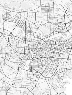 Ningbo Şehir Haritası. Ev ve ofis dekorasyonu için minimalist siyah-beyaz çizgili resim posteri, duvar kağıdı, duvar sanatı ve harita kaynakları.
