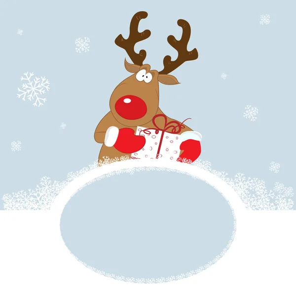 Reindeer, Christmas and New Year card — Stock Vector