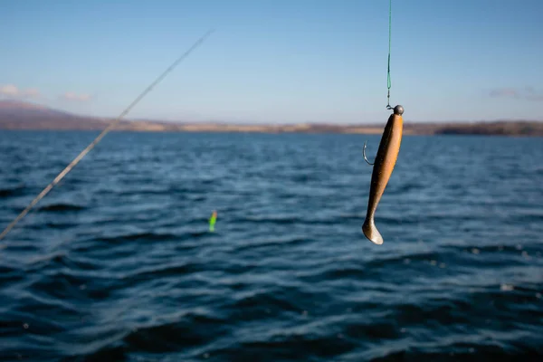 Señuelo Pesca Gancho Sobre Agua Del Lago — Foto de Stock