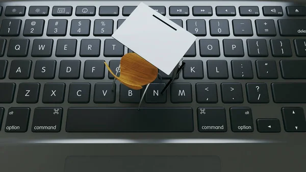 온라인 교육을 온라인 노트북 키보드의 현대적 렌더링 — 스톡 사진