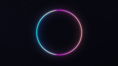 Ürün görüntüleme alanı kavramı siyah zemin üzerinde neon dairesel halkalar ile oluşturulmuştur.