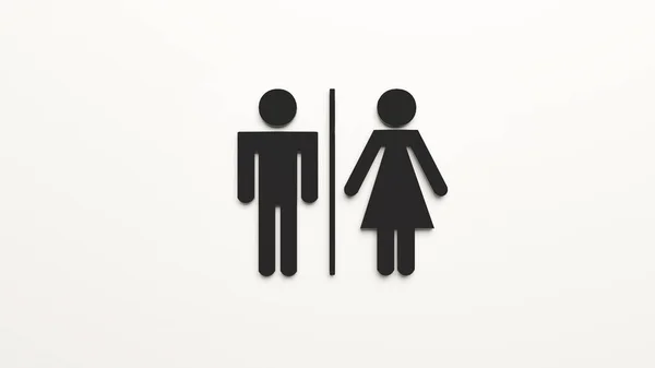 Preto Mulher Homem Toalete Ícone Com Fundo Branco Renderização — Fotografia de Stock