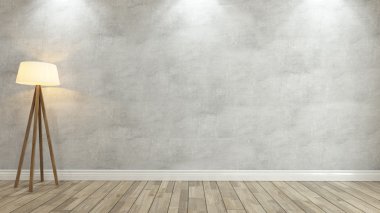 Işık 3d render ile beton duvar